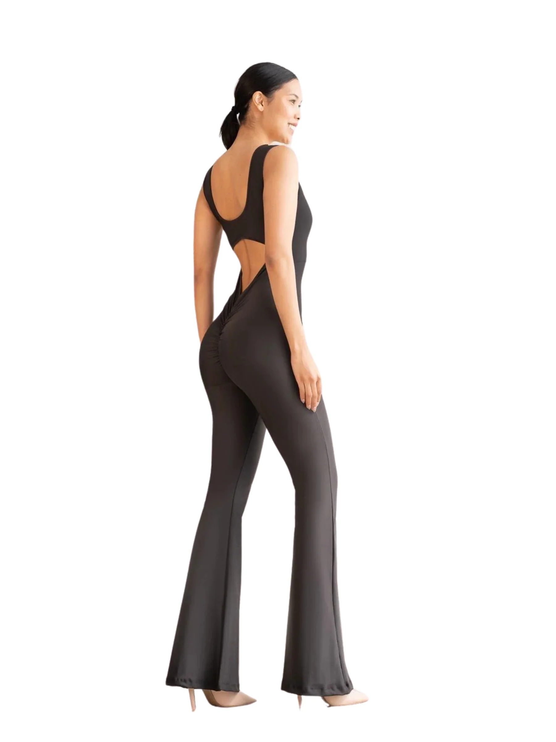 1500 Spanish Scrunch Butt Jumpsuit in Schwarz - Image 3